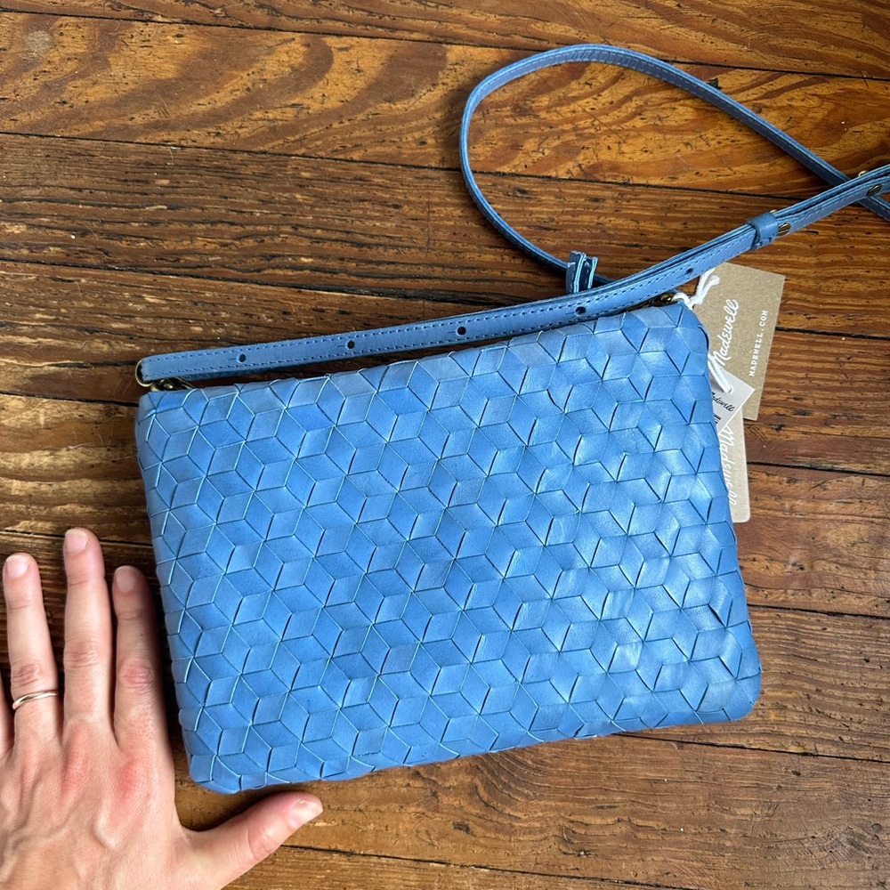 MADEWELL Blue Crossbody Handwoven Leather Bag